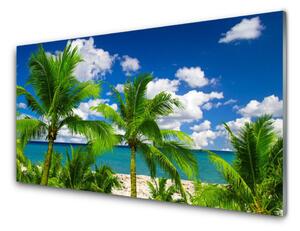 Tablouri acrilice Marea Palm Copaci Peisaj Verde Albastru