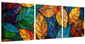 Tablou - Mozaic din frunze (cu ceas) (90x30 cm)