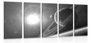 Tablou 5-piese planeta în universul în design alb-negru