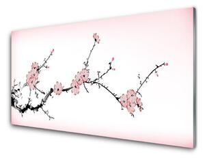 Tablou pe sticla Flori roz Floral