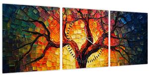 Tablou - Arborele vieții în mozaic (cu ceas) (90x30 cm)
