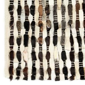 Covor, piele cu păr natural, mozaic negru/alb, 80 x 150 cm