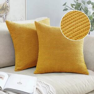 Set 2 fete de perna decorative, catifea, 45x45 cm, Turmeric