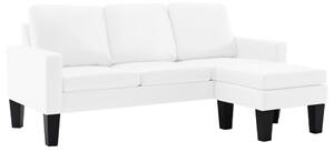 Canapea cu 3 locuri și taburet, alb, piele ecologică