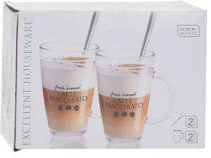 Set 2 cani Latte Macchiato, 300 ml, 7.8x12 cm, sticla