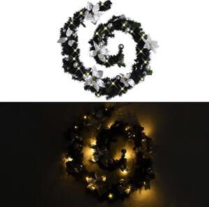 Ghirlandă de Crăciun cu lumini LED, negru, 2,7 m, PVC