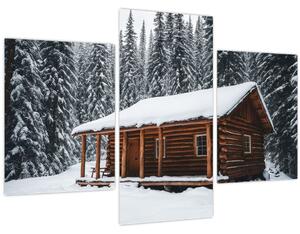 Tablou - Cabană acoperită de zăpadă (90x60 cm)