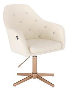 HR830CROSS Scaun Crem de Piele cu Bază Aurie
