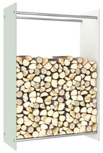 Rastel lemne de foc, alb, 80 x 35 x 120 cm, sticlă