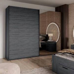 Dressing 270 cm lungime, 2 uși glisante, oglindă, culoare gri albăstrui, 210 cm înălțime
