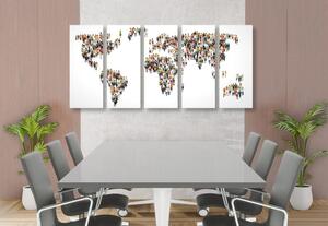 Tablou 5-piese harta lumii formată din oameni