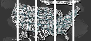Tablou 5-piese harta modernă a SUA