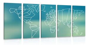 Tablou 5-piese harta lumii stilizată