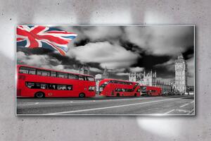 Tablou sticla Road London Bus