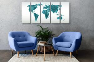 Tablou 5-piese harta geometrică a lumii