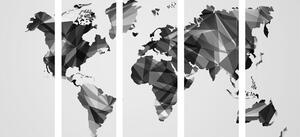 Tablou 5-piese harta lumii în design grafic vectorial în design alb-negru