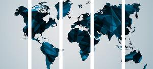 Tablou 5-piese harta lumii în design grafic vectorial