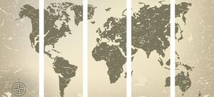 Tablou 5-piese harta lumii veche pe un fundal abstract