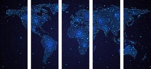 Tablou 5-piese harta lumii cu cerul nocturn
