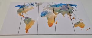 Tablou 5-piese harta poligonală a lumii