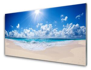 Panou sticla bucatarie Plaja Sea Sun Peisaj Alb Albastru