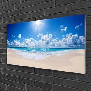 Tablou pe sticla Plaja Sea Sun Peisaj Alb Albastru
