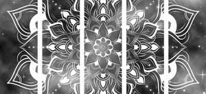 Tablou 5-piese Mandala modernă cu un model oriental în design alb-negru
