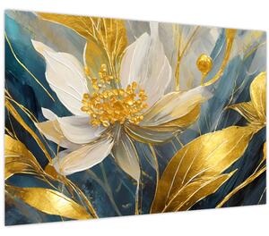 Tablou - Pictura de flori de aur (90x60 cm)
