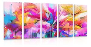 Tablou 5-piese flori colorate abstracte