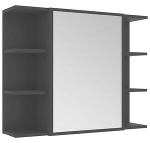 Dulap de baie cu oglindă, negru, 80 x 20,5 x 64 cm, PAL