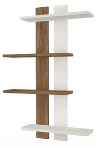 Raft pentru perete Raffline, 70x24x100 cm, alb/nuc
