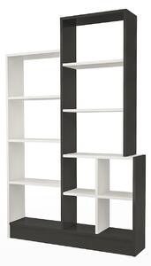 Biblioteca Raffline, 120.2x22x160.8 cm, PAL, alb/negru