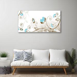 Tablou pe sticla Abstract Art Maro Albastru Alb Gri