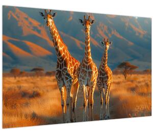 Tablou - Girafe pe pășune (90x60 cm)