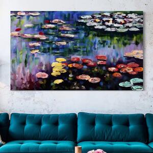 Tablou Canvas Premium LuxCanva® C1203, Maci Infloriti Pe Lac , Relaxare, Living Room, Culori Vibrante