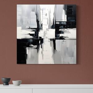 Tablou Canvas Premium LuxCanva® C1228, Abstract Black And White Painting , Culori, Decorativ, Living Room, Culori Vibrante
