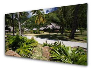 Tablou pe sticla Frunze de palmier Copaci Natura Verde Maro