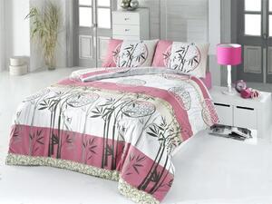 Lenjerie de pat pentru o persoana, Victoria, Pink V2, 3 piese, amestec bumbac, multicolor