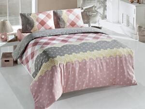 Lenjerie de pat pentru o persoana, Victoria, Ceylin V2, 3 piese, amestec bumbac, roz pudra