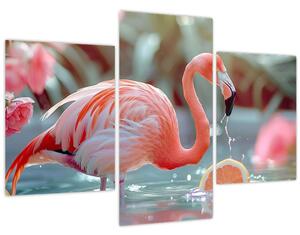 Tablou - Flamingo în iaz (90x60 cm)