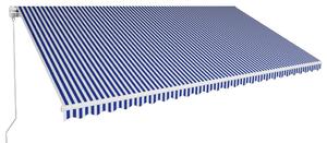 Copertină retractabilă manual, albastru și alb, 600 x 300 cm
