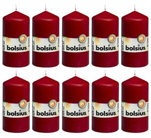 Bolsius Lumânări bloc, 10 buc., roșu vin, 120 x 58 mm 103614390144