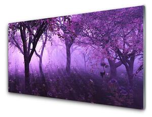 Tablou pe sticla Copaci Natura violet roz