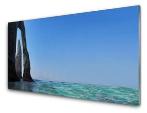 Panou sticla bucatarie Sea Rock Peisaj Gri Albastru