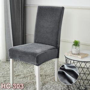 Husa pentru scaun, universala, material catifea, gri inchis, HC303