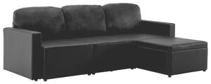 Canapea extensibilă modulară, 3 locuri, negru, piele ecologică