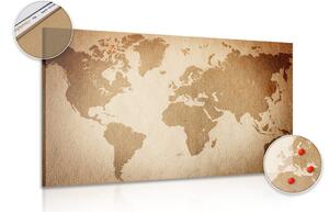 Tablou pe plută harta lumii vintage