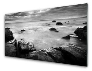 Tablou pe sticla Rock Sea Peisaj Gray