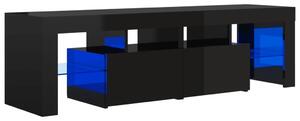 Comodă TV cu lumini LED, negru extralucios, 140x36,5x40 cm