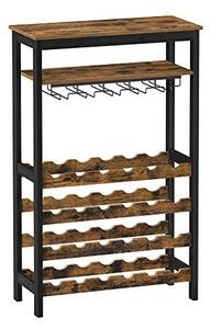 Raft pentru sticle de vin, Model Jackson, 24 sticle, Maro rustic/Negru, 30x66x100 cm